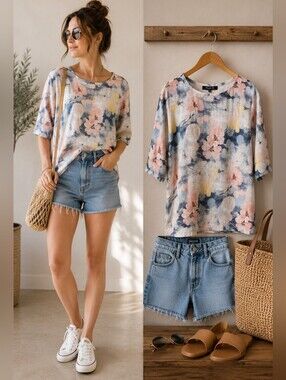 Charlie B Italian Cotton Floral Blouse | Made in Italy| Cottagecore Quiet Luxury